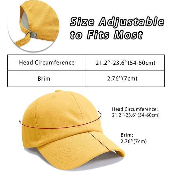Baseball Cap Colour Yellow Golf Dad Hat Men Women Plain Cap main image 5